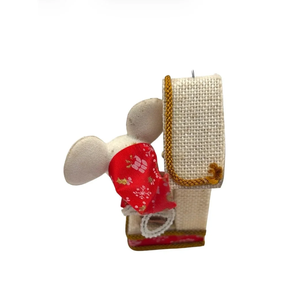 Vintage Kitschy Felt Mouse Clock Christmas Ornament Retro Holiday Decor
